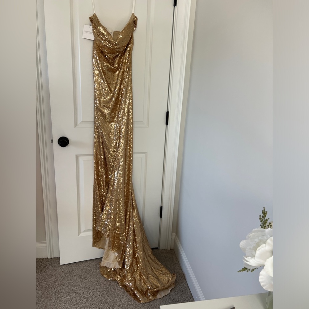 Custom Made Gold Sequins Prom Dress Size 8-10